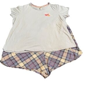 Cacique Lane Bryant 2 Piece Sleep Short Set Size 22/24, Blue, “ squeeze the day”